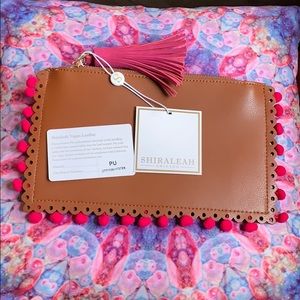 NWT 💕SHIRALEAH Chicago Lola zip pouch, saddle💕